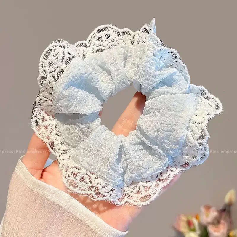 法式蕾丝花边大肠发圈女高级感韩系头饰百搭