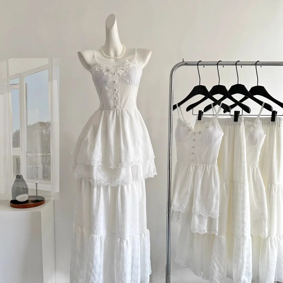 蕾丝吊带两件套