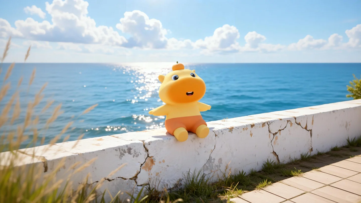 水豚噜噜壁纸丨海岸系手机平板治愈背景壁纸