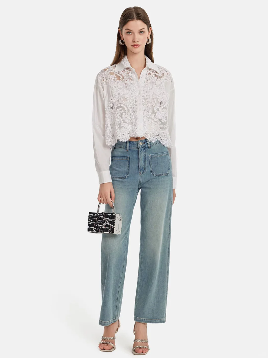 法式优雅衬衫设计 | 骨线蕾丝 立体刺绣花边