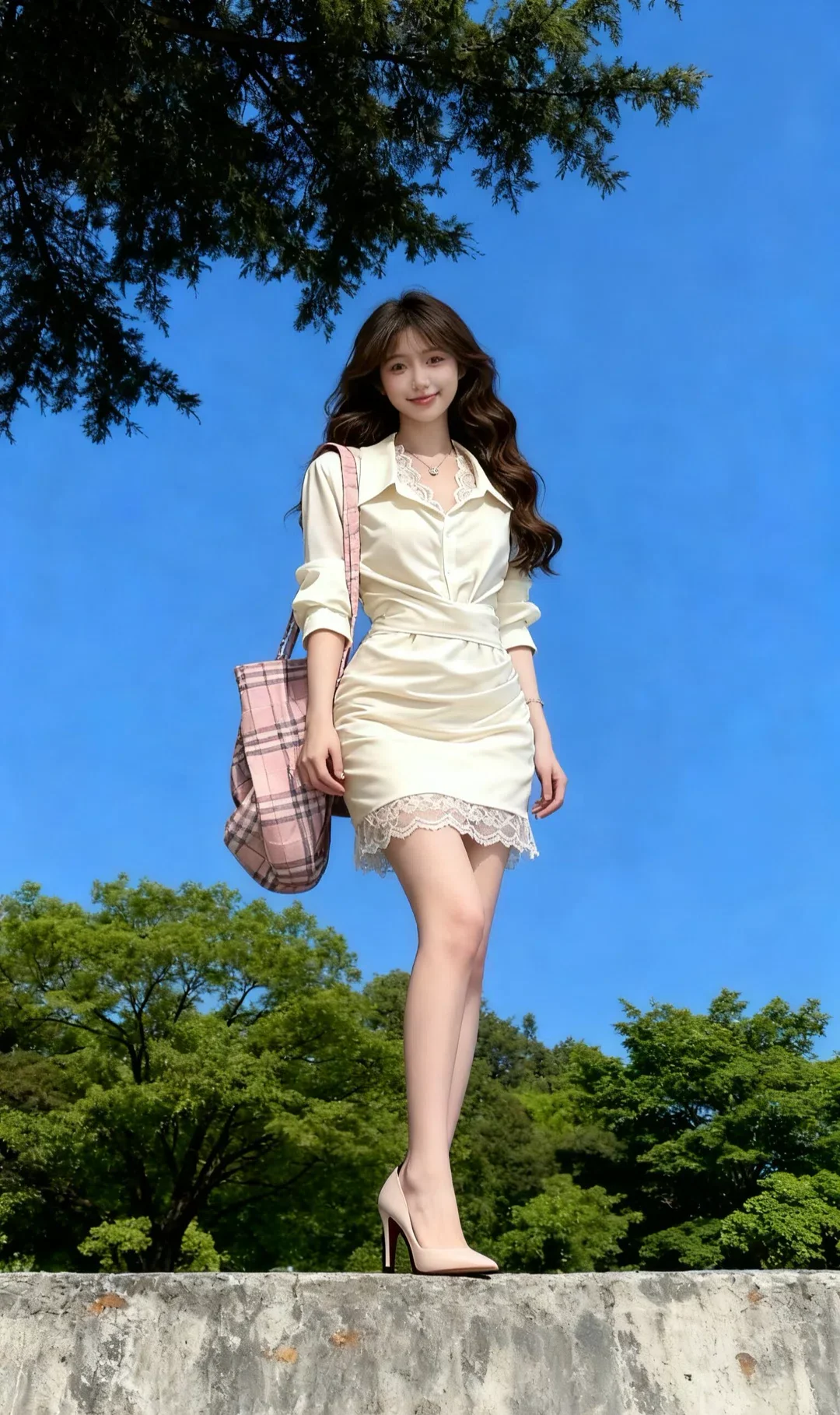 今日心动款 奶油肌缎面衬衫裙