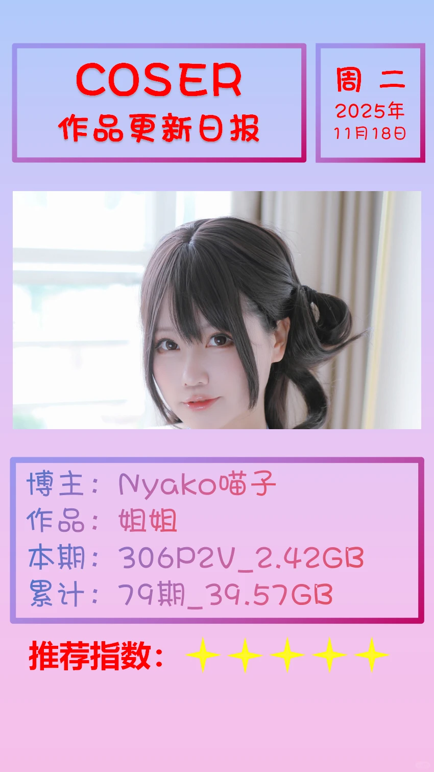 美女博主COSER作品更新日报【20251118】