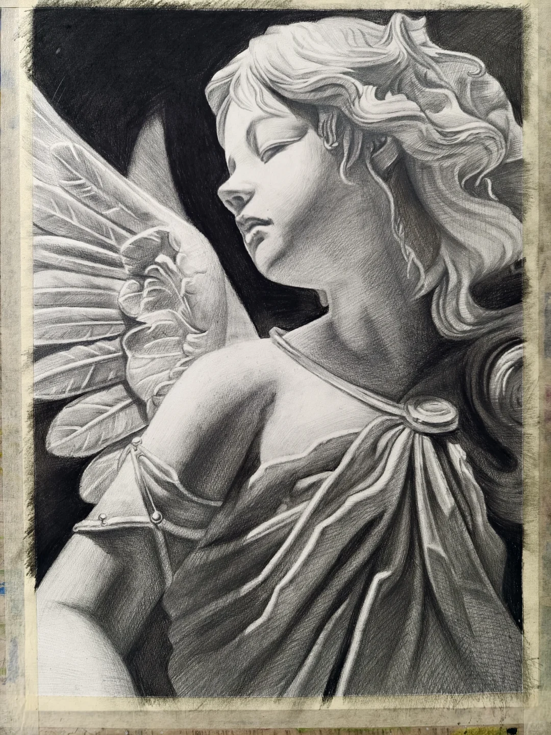 爱了！天使石膏像素描画的绝美魅力