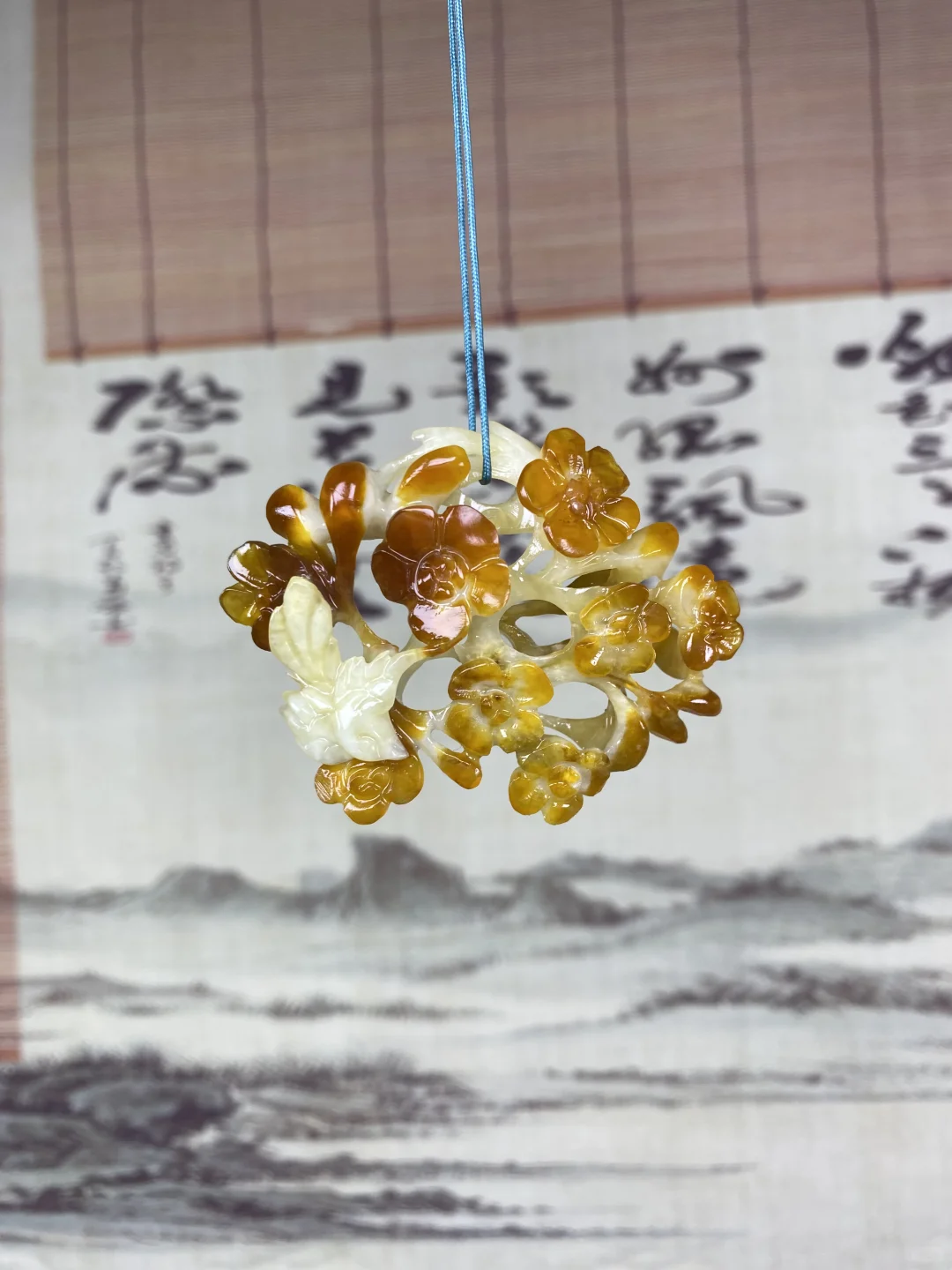 🎀【一眼心动！天然岫玉花玉「喜上眉稍吊坠】