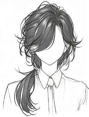 头发神仙发型线稿，简约风，画人设直接封神