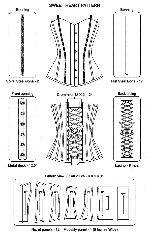 束胸衣基础纸样参考