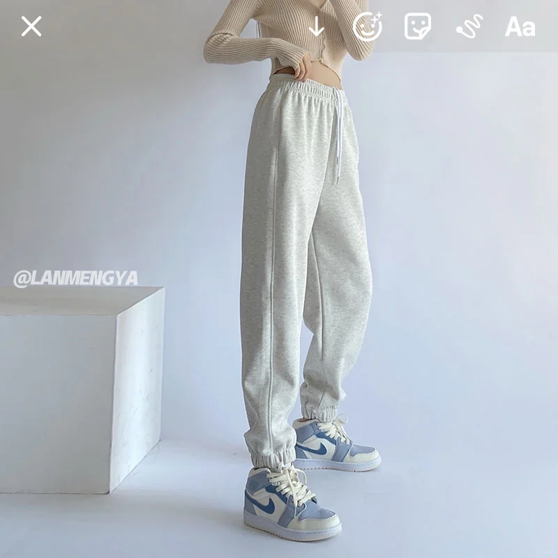 灰色运动裤女秋冬2025新款高腰休闲小🌟