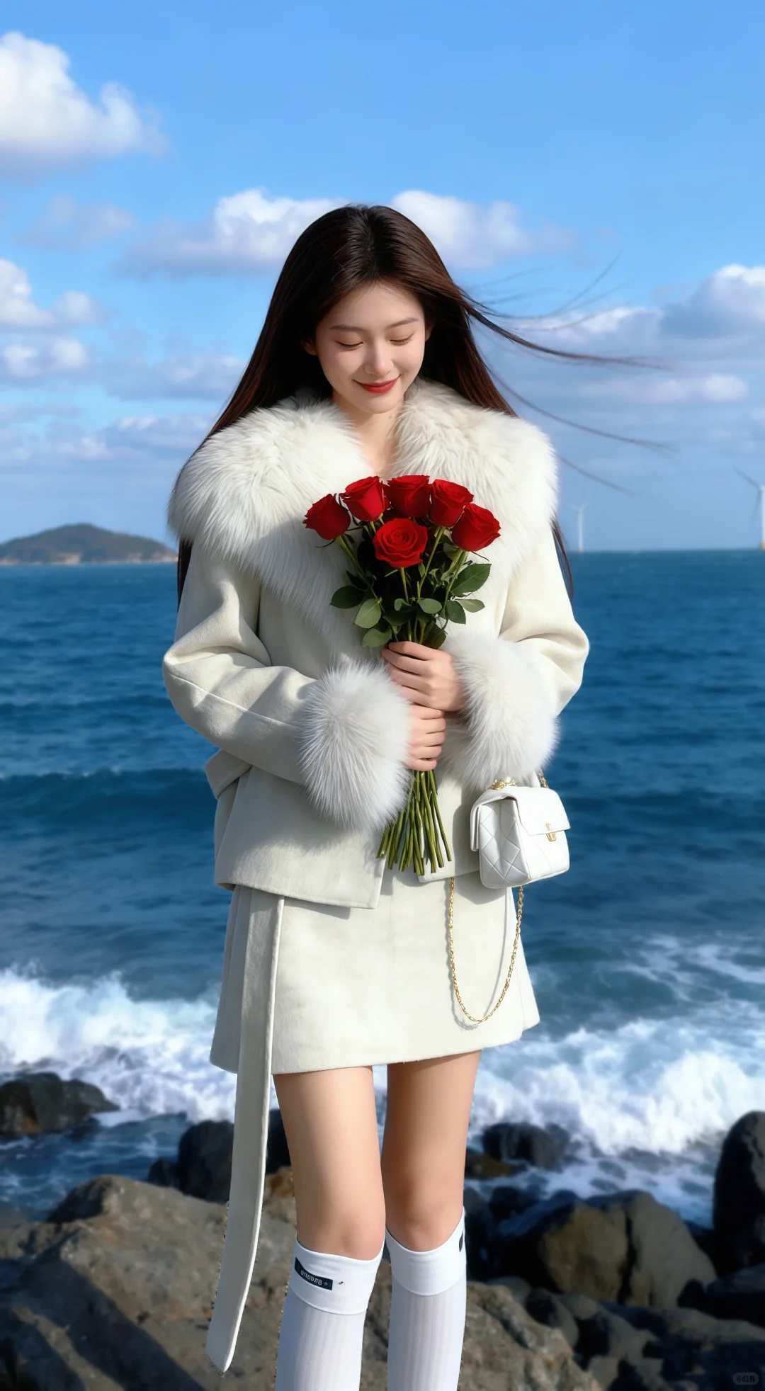 清冷感海边旗袍，太绝了！