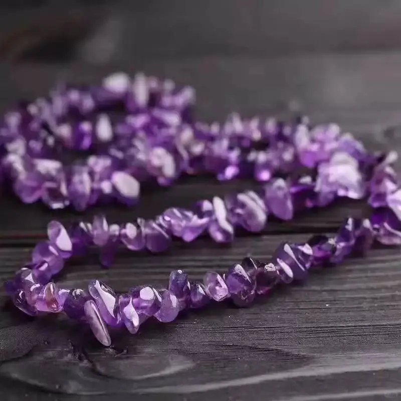 天然紫水晶碎石珠子紫晶手链女紫色手❄️