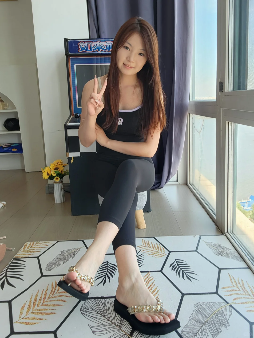 【活力穿搭】运动背心 瑜伽裤 休闲人字拖