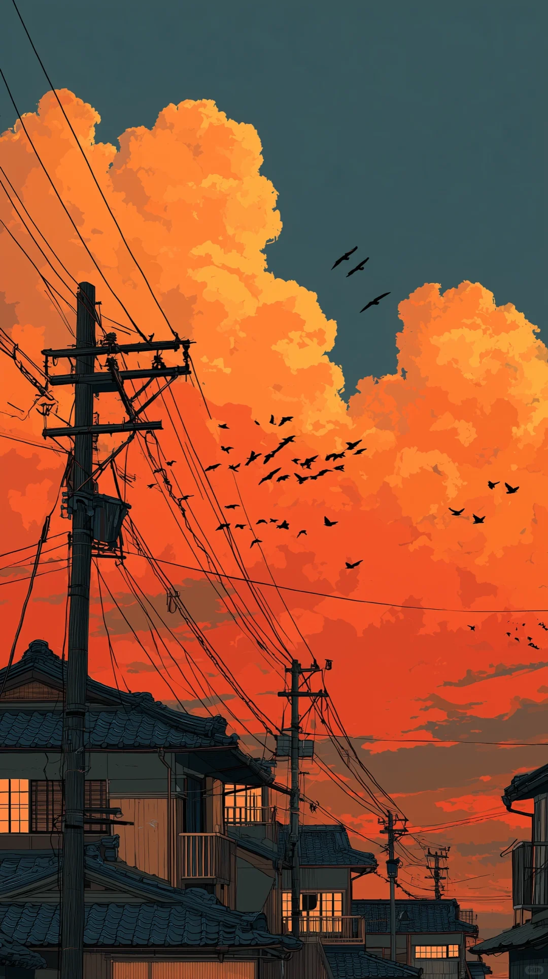 闯入宫崎骏的画里 被橘红天空美到失语