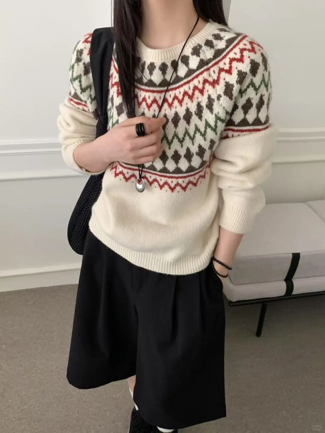 复古风毛衣、真的好高级！