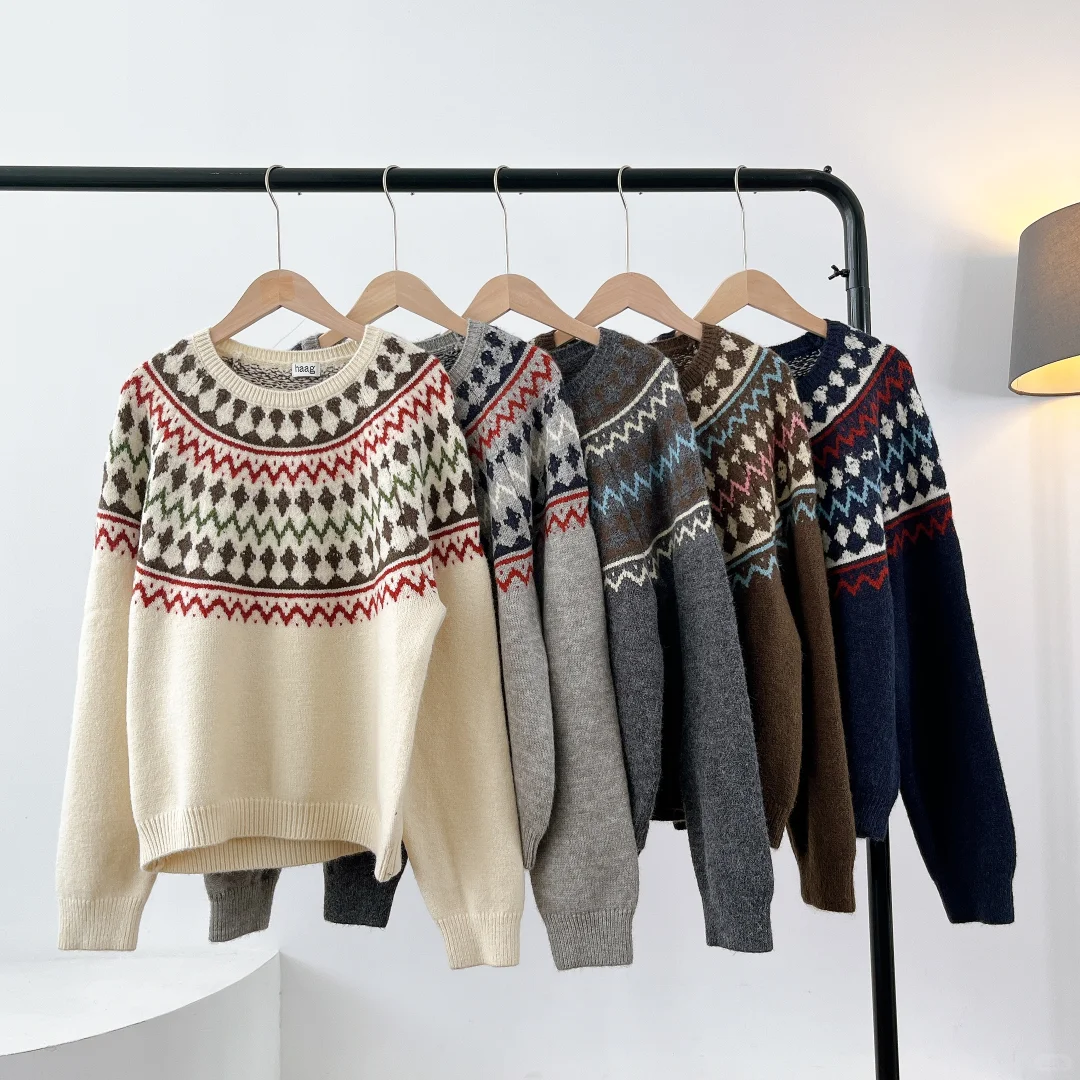 复古风毛衣、真的好高级！