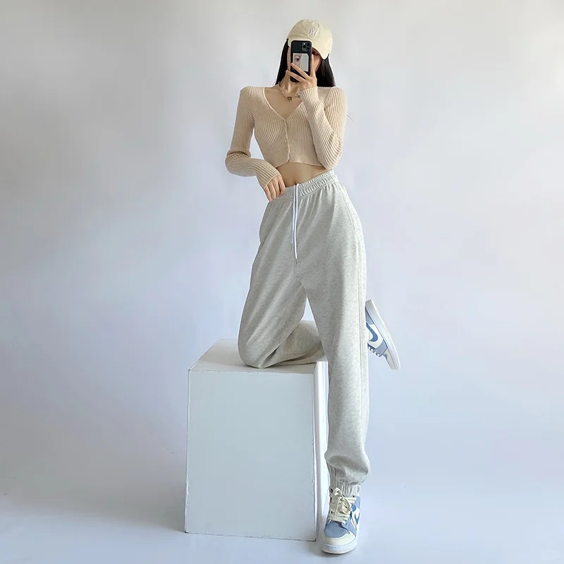 灰色运动裤女秋冬2025新款高腰休闲小🌟