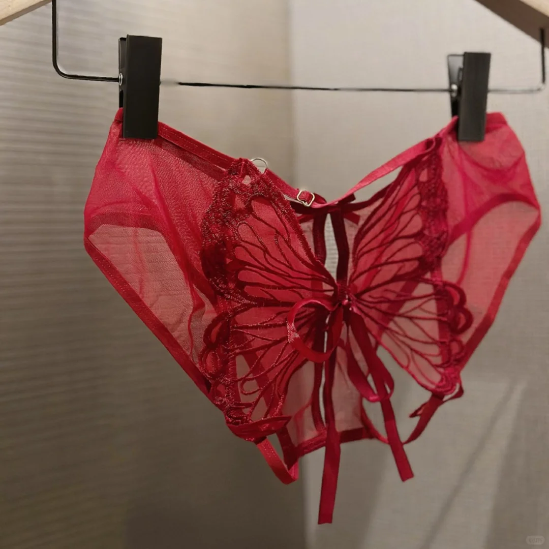 绑带可解系带蕾丝内裤纯欲开档低腰