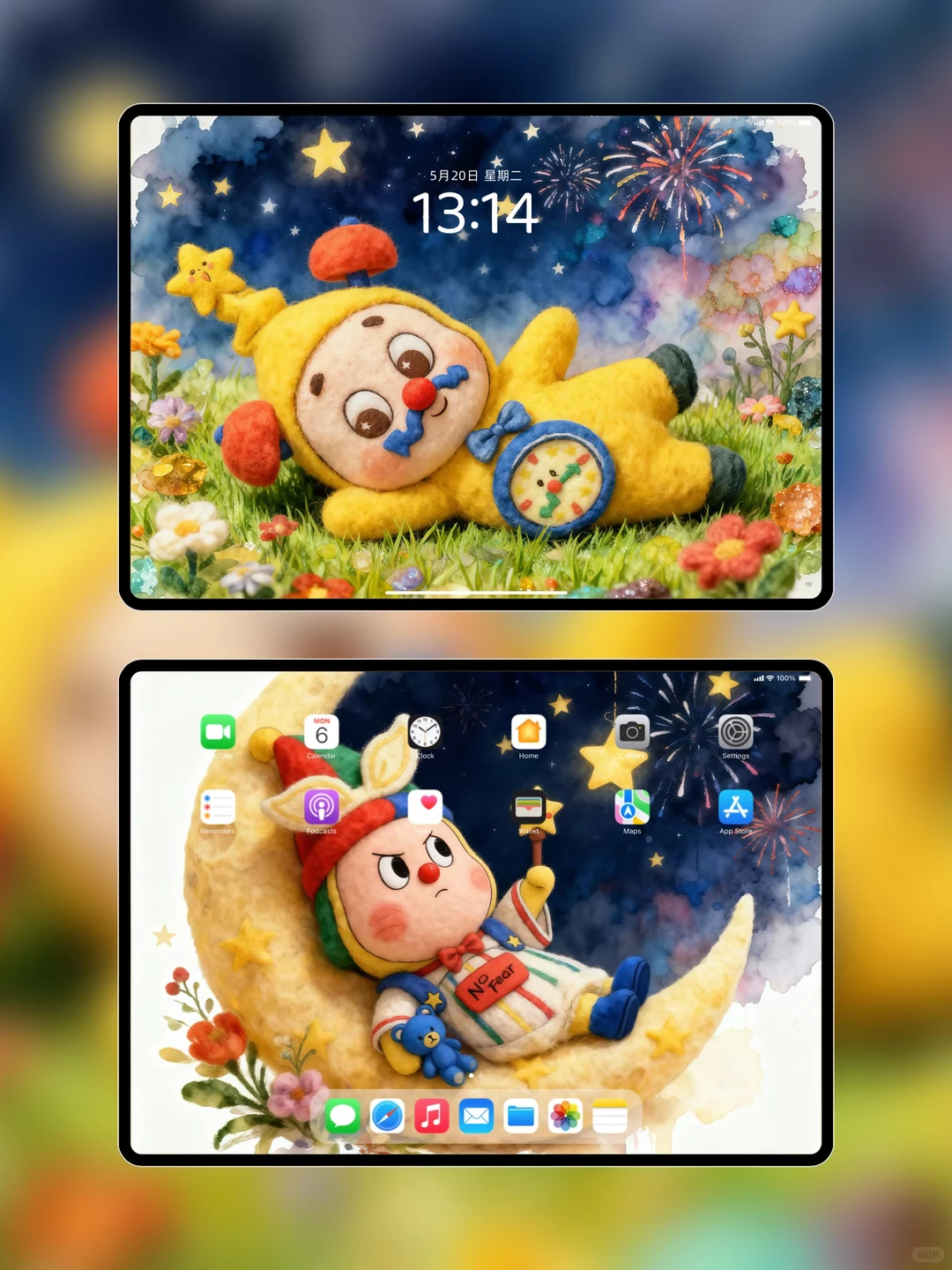 这也太可爱了吧～毛绒绒的冬日星星人壁纸