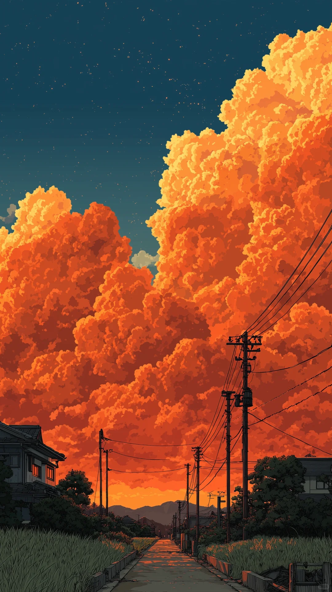 闯入宫崎骏的画里 被橘红天空美到失语