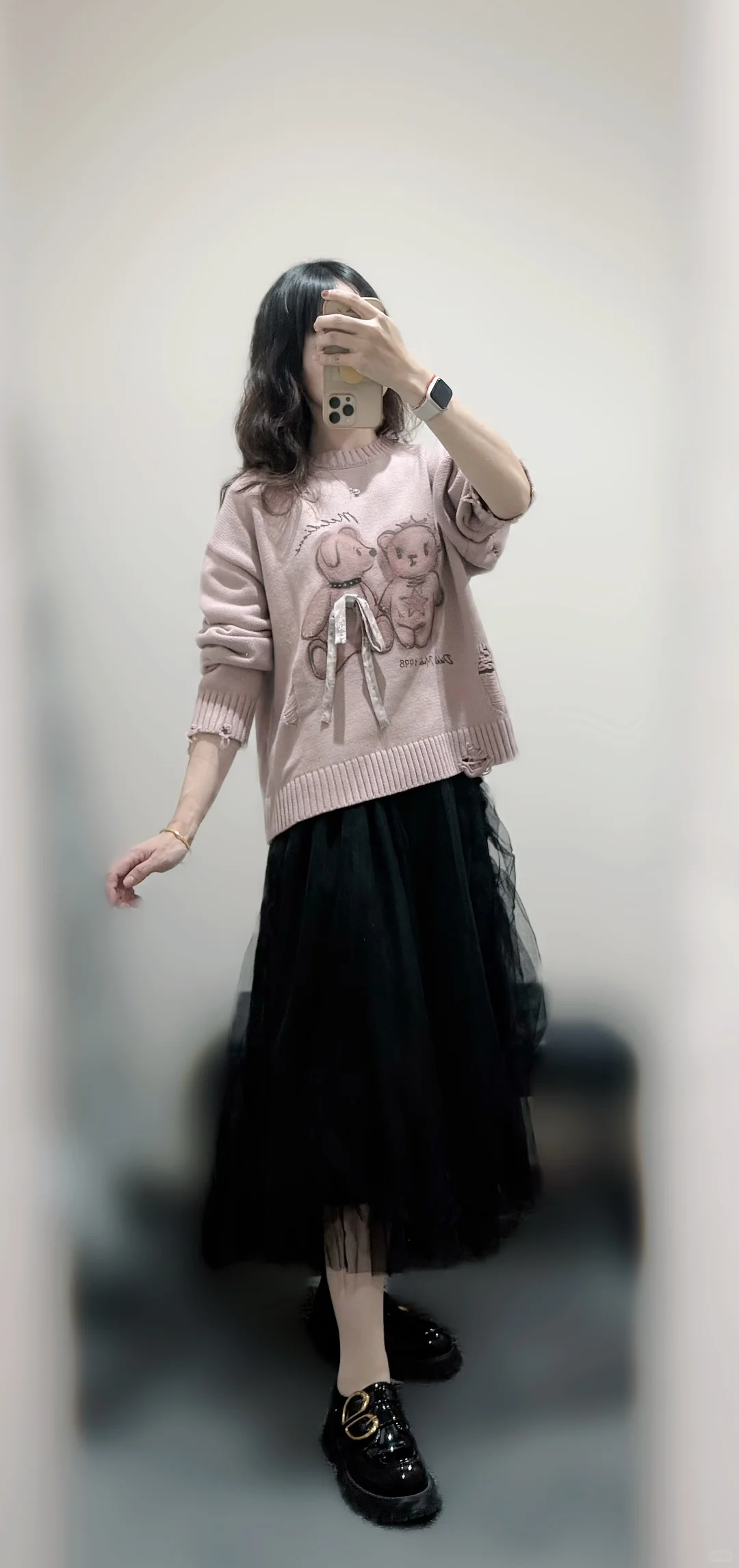 通勤肉丝穿搭 | 温柔粉与黑纱肉丝💖