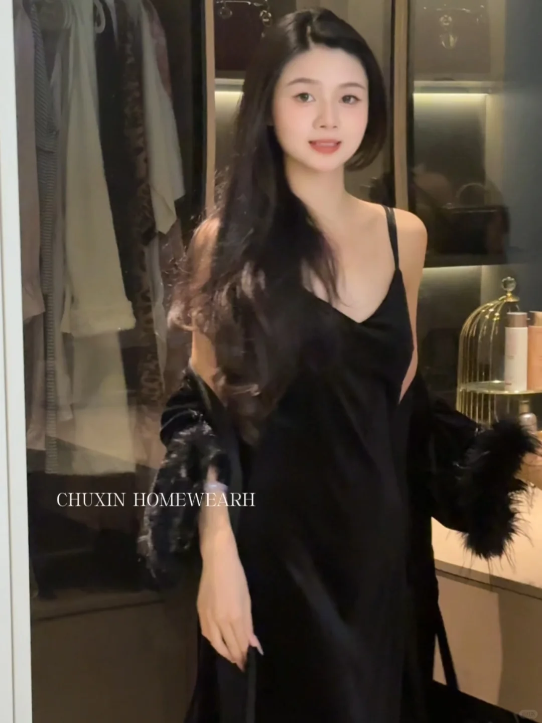 秋冬睡裙！黑色丝绒自带贵气感