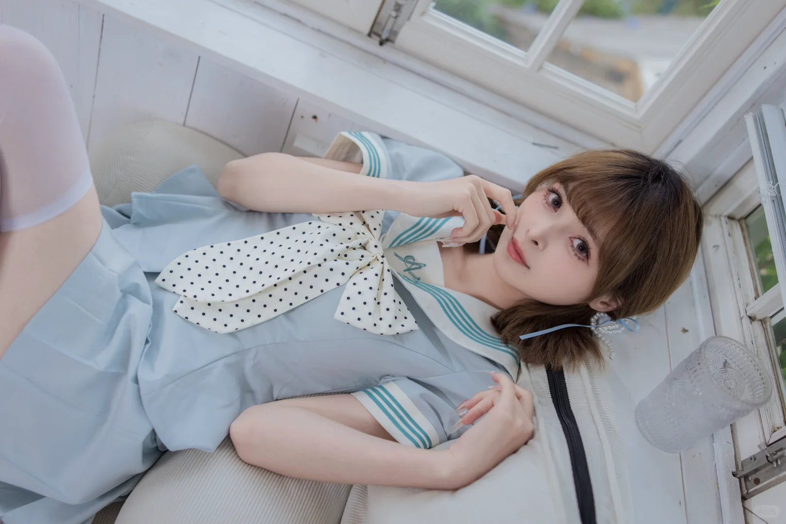 🌿浅蓝JK制服的治愈系日常，在窗边邂逅温柔