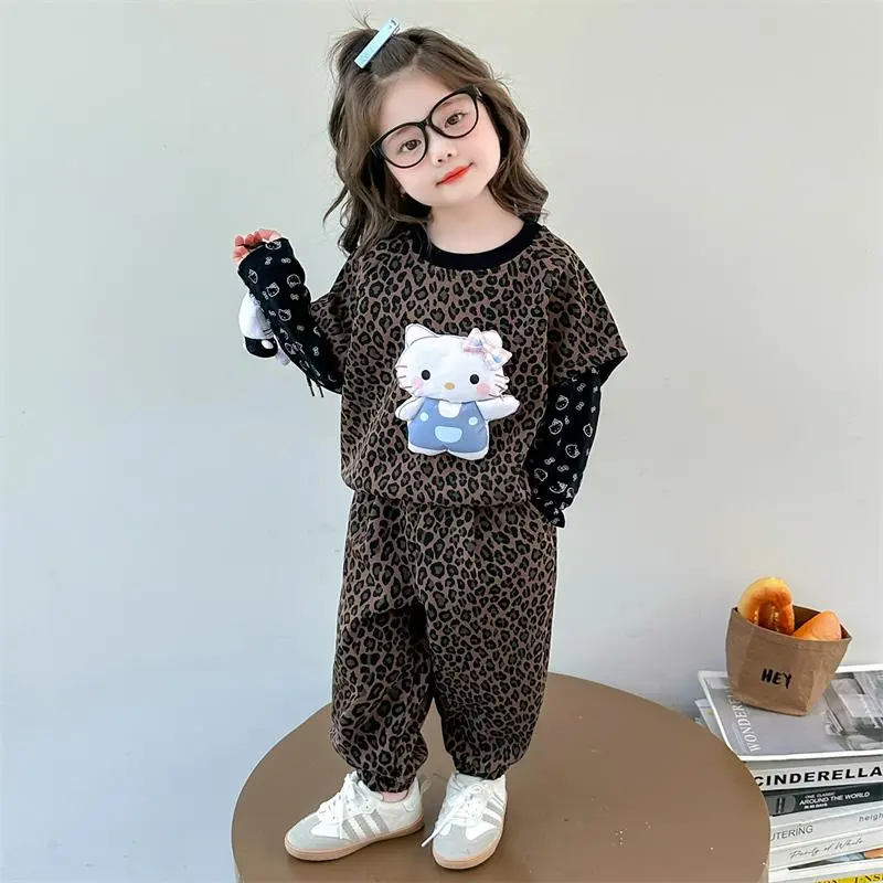 女童秋装套装2025新款韩版女宝宝豹纹🌊