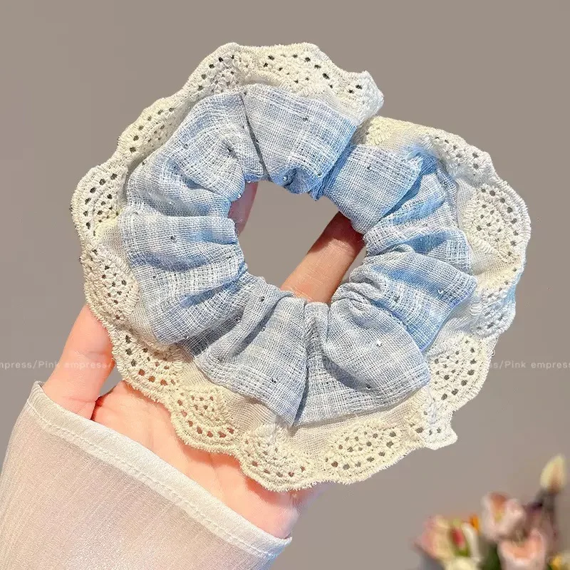 法式蕾丝花边大肠发圈女高级感韩系头饰百搭