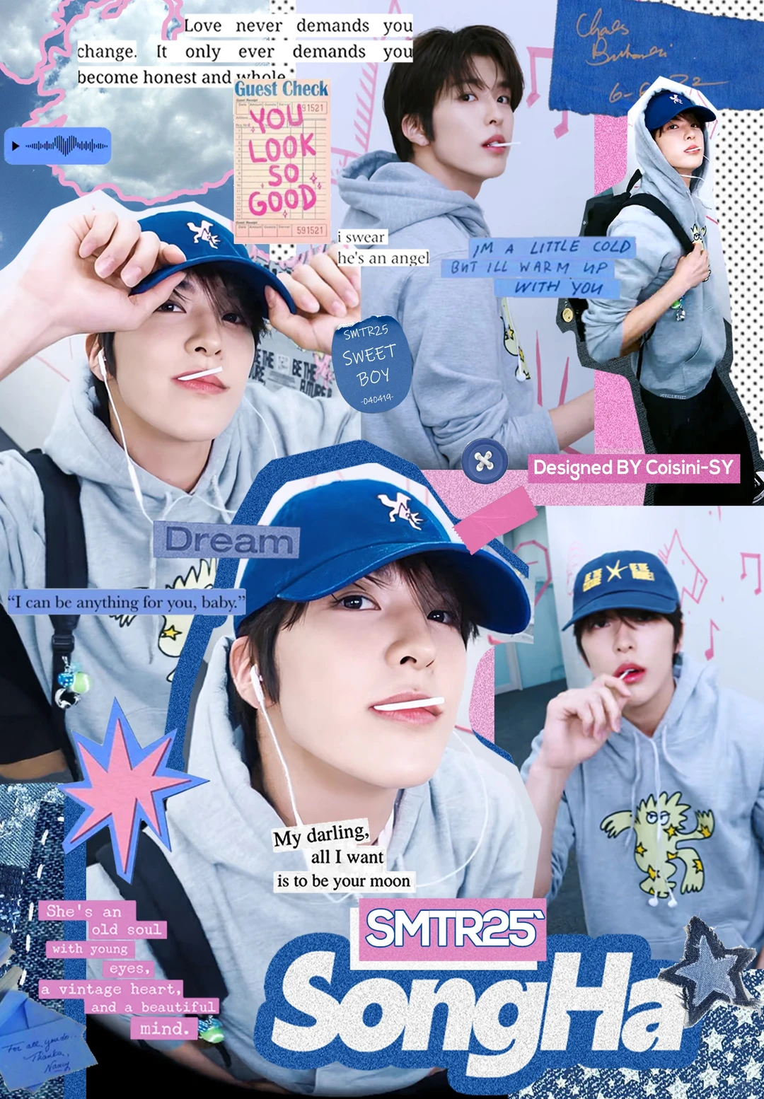 李松河｜songha🧢蓝色怼脸极繁拼贴壁纸