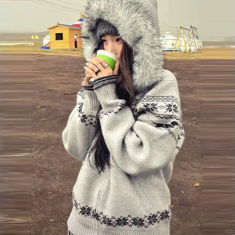 美式复古天花板🧶毛领开衫氛围感绝了