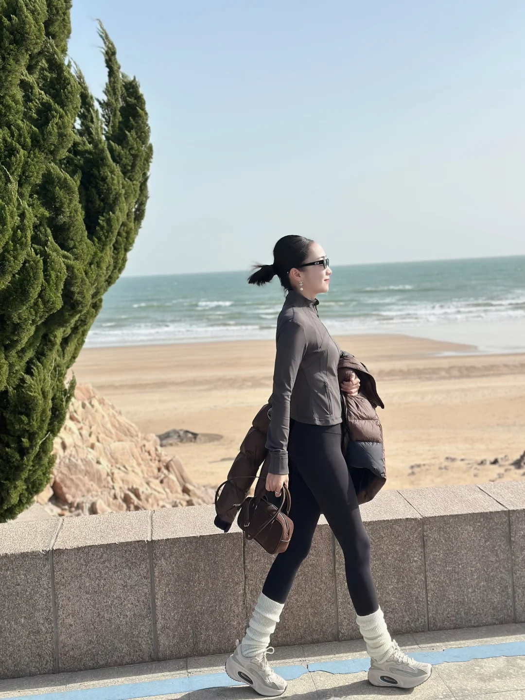 172cm50kg｜在海边享受legging的舒适感