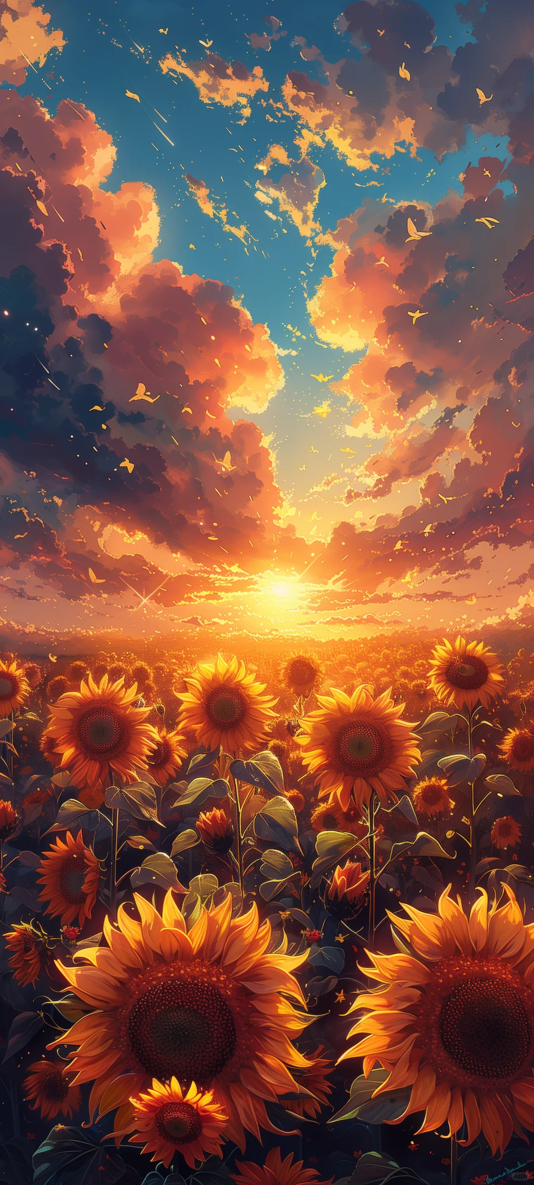 wallpaper|治愈壁纸向日葵与晚霞