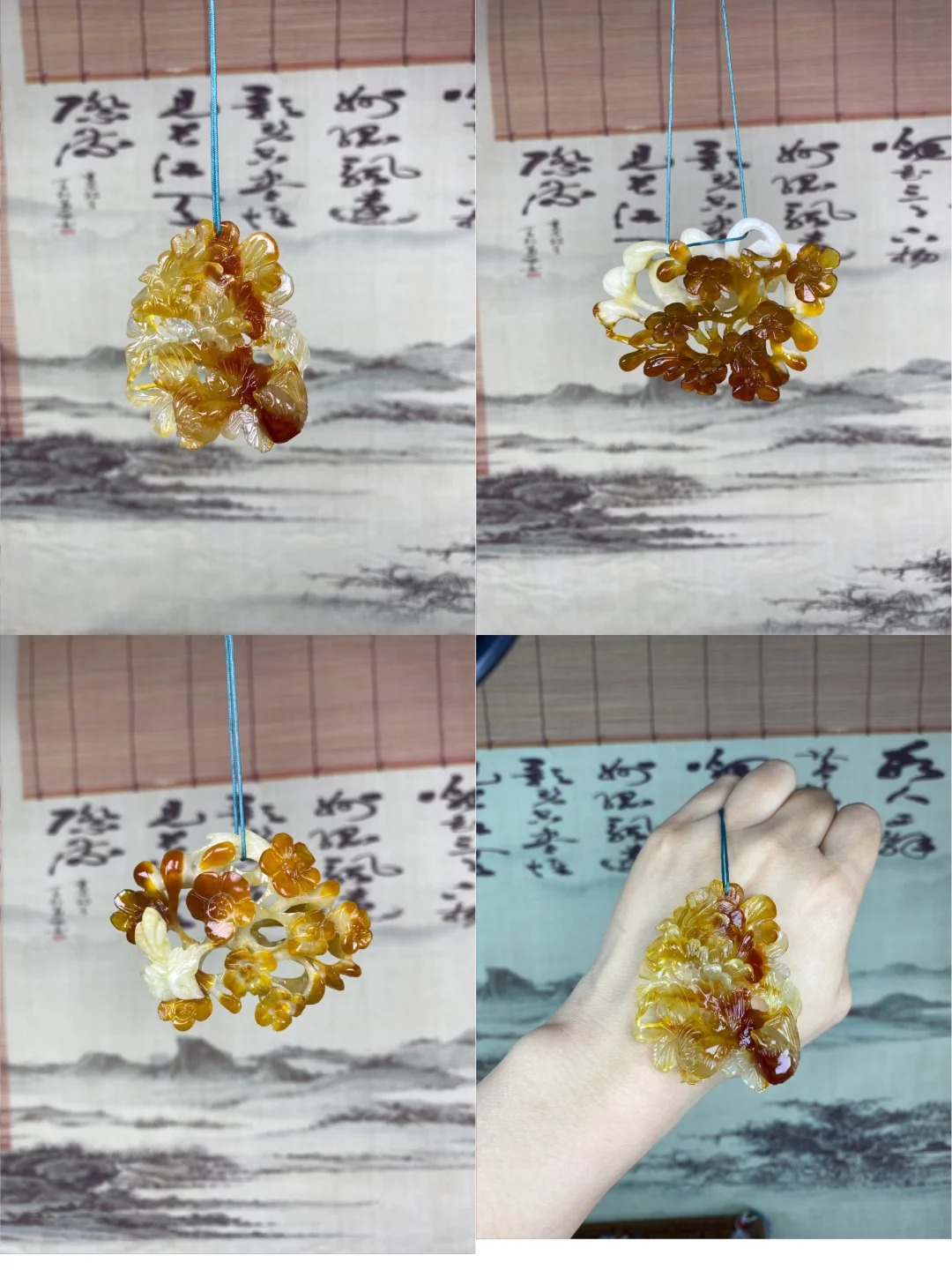 🎀【一眼心动！天然岫玉花玉「喜上眉稍吊坠】