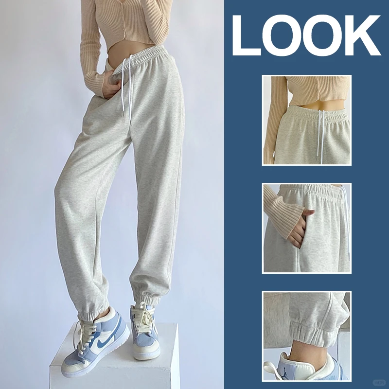 灰色运动裤女秋冬2025新款高腰休闲小🌟