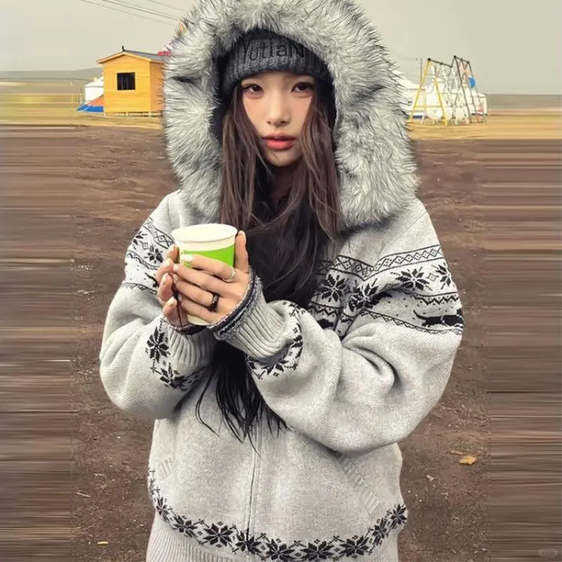 美式复古天花板🧶毛领开衫氛围感绝了