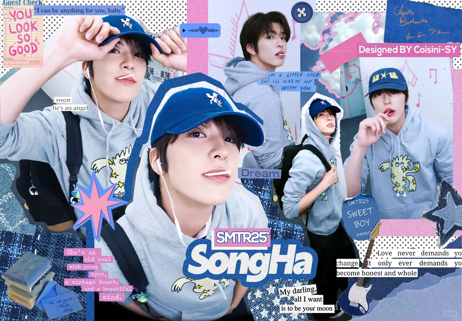 李松河｜songha🧢蓝色怼脸极繁拼贴壁纸