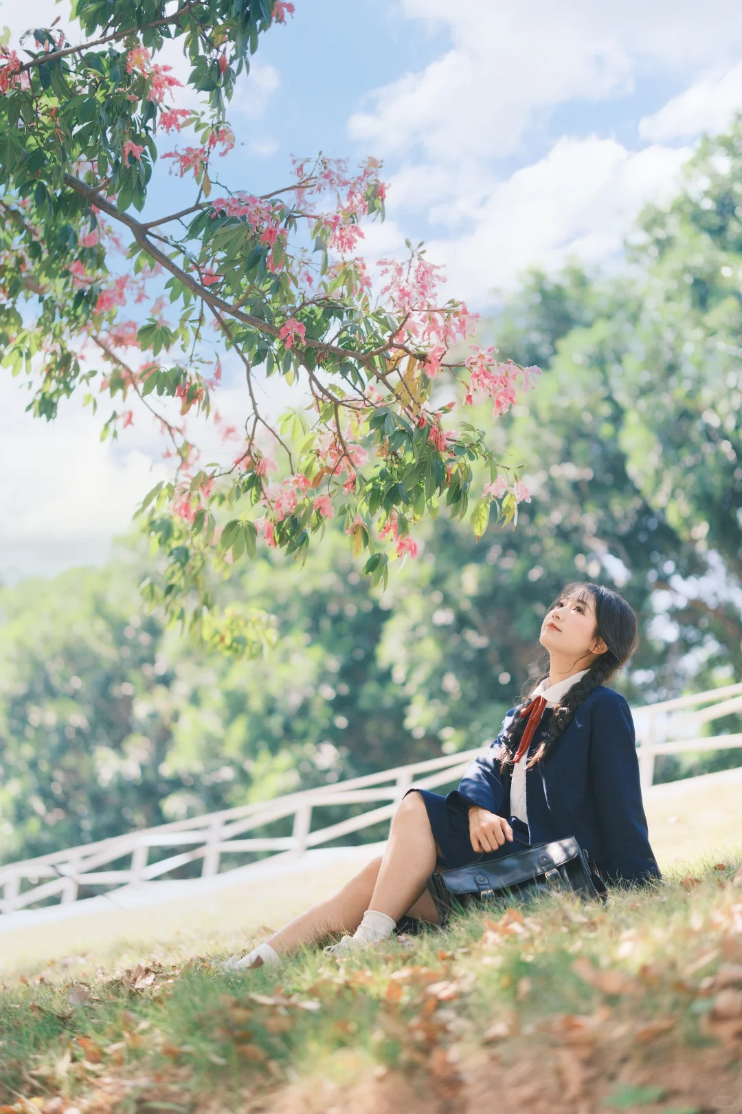 深圳观澜异木棉花海🌸jk制服少女写真