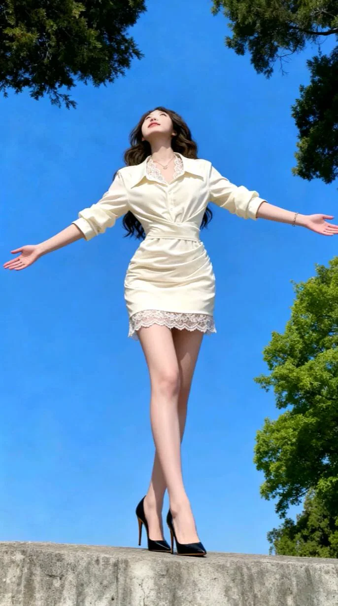 今日心动款 奶油肌缎面衬衫裙