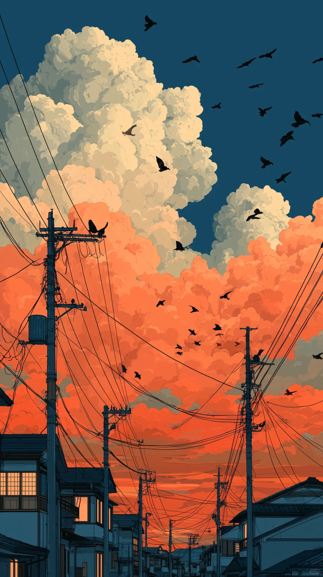 闯入宫崎骏的画里 被橘红天空美到失语