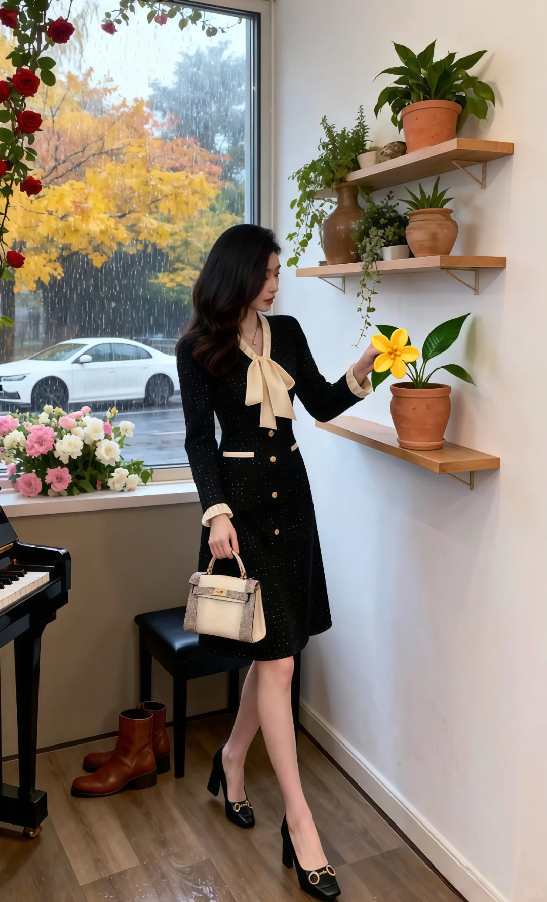 今天穿得正正经经的去上班啦！