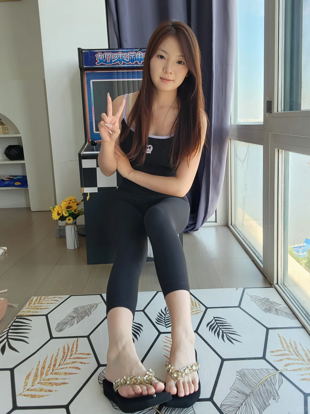 【活力穿搭】运动背心 瑜伽裤 休闲人字拖