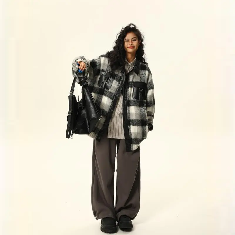 美式复古绝了！❄️拼接皮衣棉服氛围感拉