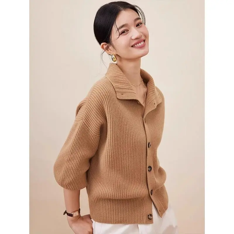 ❄️复古立领毛衣外套，椰子灰的温柔杀！