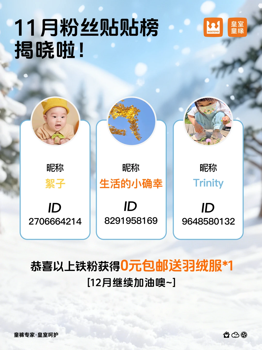 11月粉丝贴贴榜揭晓啦