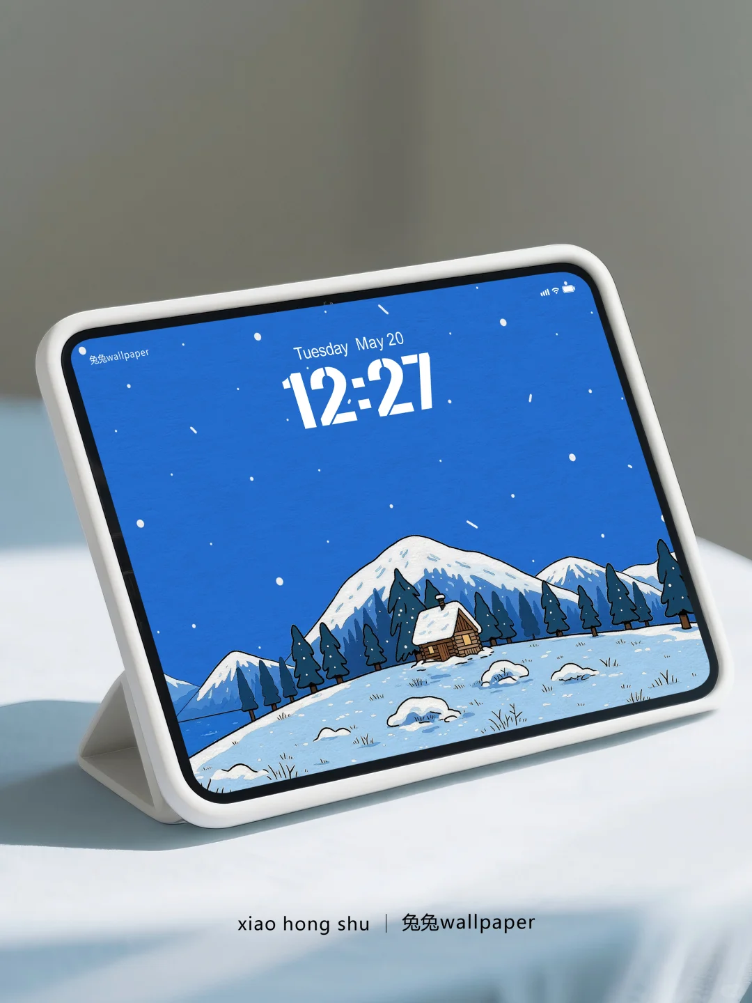 横版平板壁纸｜冬日蓝色治愈系壁纸｜56