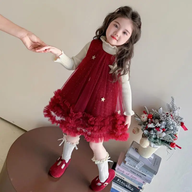 秋冬必备！女宝宝背心裙洋气纱裙两件🎁