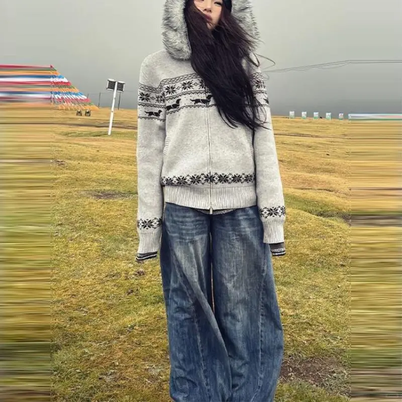 美式复古天花板🧶毛领开衫氛围感绝了