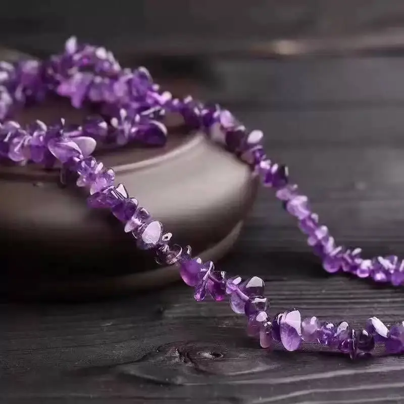 天然紫水晶碎石珠子紫晶手链女紫色手❄️