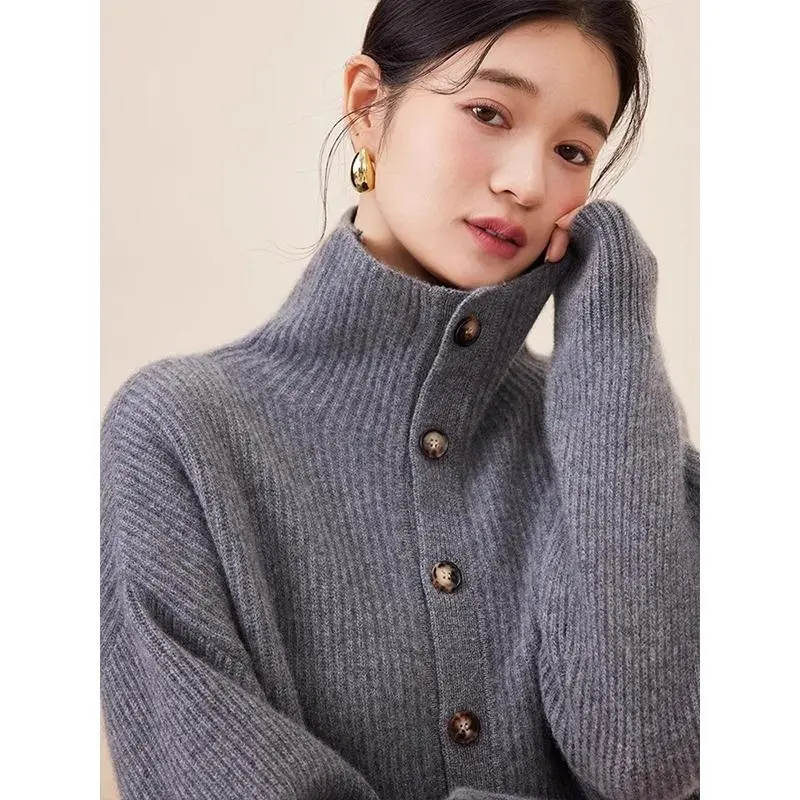 ❄️复古立领毛衣外套，椰子灰的温柔杀！