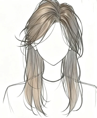 头发神仙发型线稿，简约风，画人设直接封神