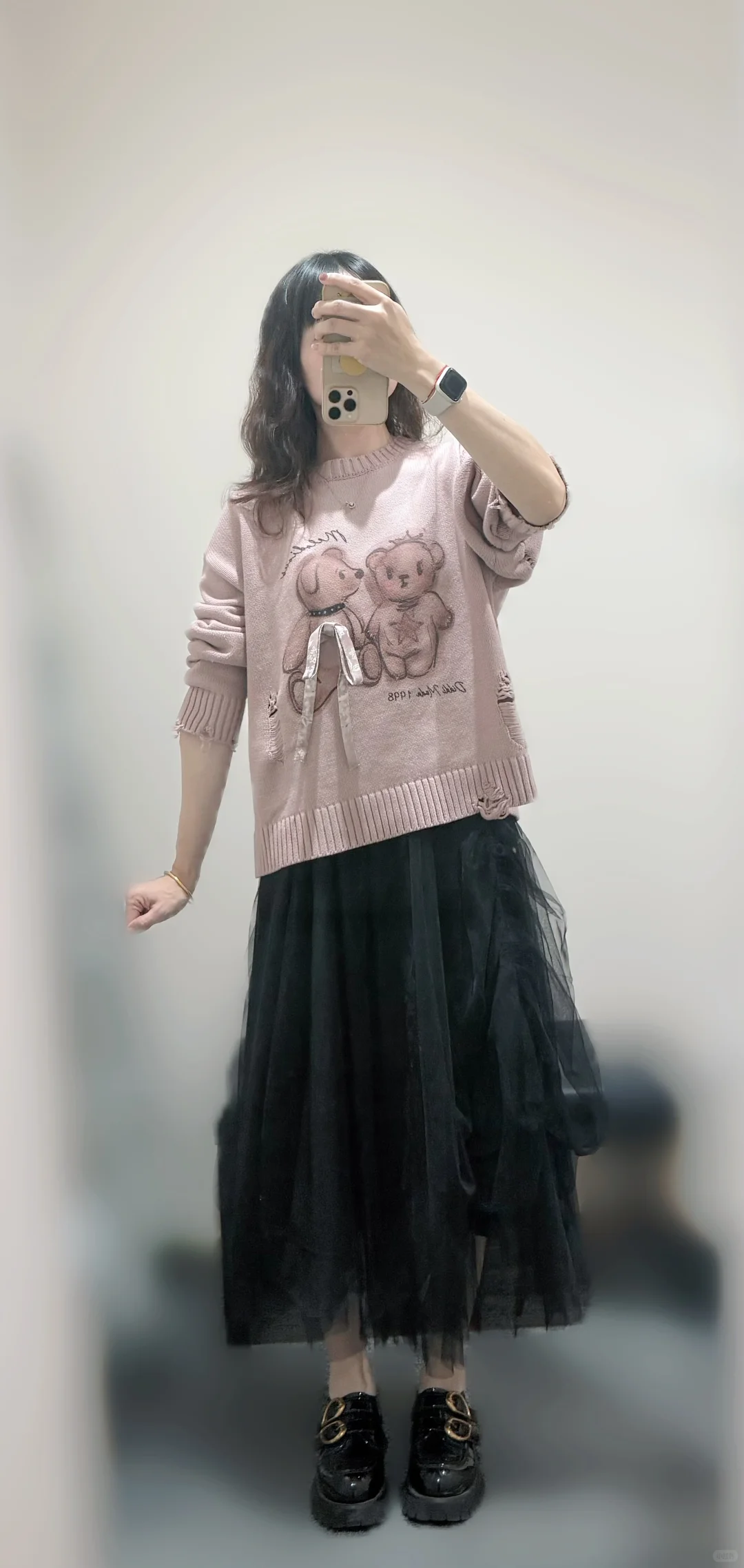 通勤肉丝穿搭 | 温柔粉与黑纱肉丝💖