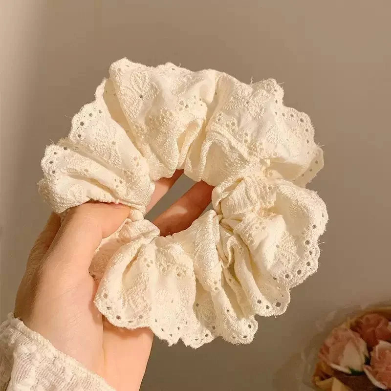 法式蕾丝花边大肠发圈女高级感韩系头饰百搭